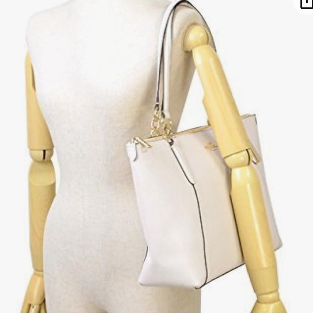 COACH Ava Tote Chalk Crossgrain Leather Handbag Gold tone accents‎ F57526 - Picture 7 of 7